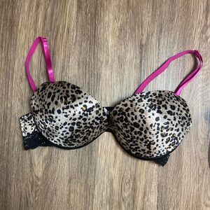 frederick’s of hollywood vtg y2k emo leopard cheetah hot pink push up bra 36c
